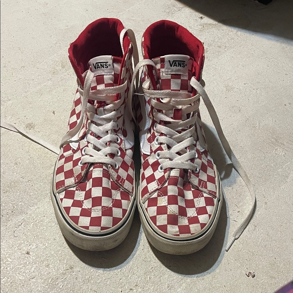 Vans Red and White Checkered High-Tops